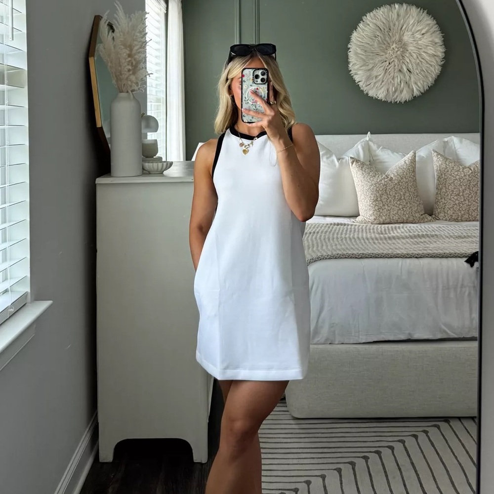 NWT Abercrombie YPB neoknit unlined white black mini dress size XS